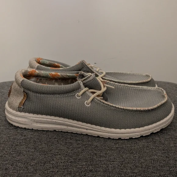 Hey Dude Wally Knit Cobblestone Men's Casual Gray White Shoes - Picture 9 of 16